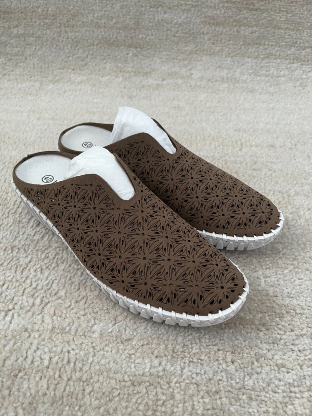 Bernie Mev Tess Mules Floral Perforated Cutout Clogs Slip On Wedge Shoes 40 - Picture 3 of 10